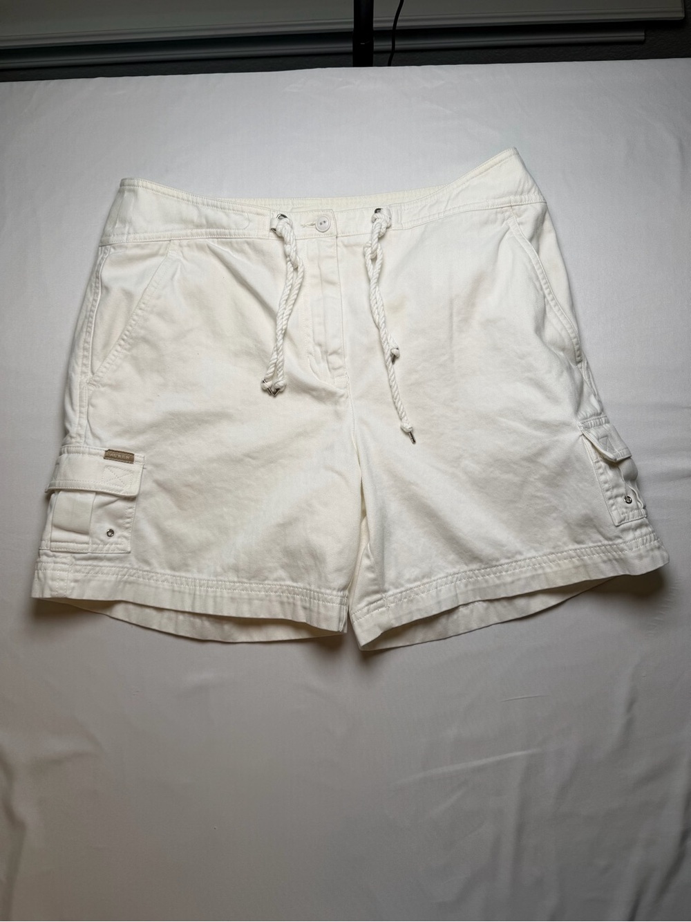 Ralph Lauren White Drawstring Cargo Bermuda Shorts